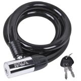 CADEADO PARA BICICLETA 1,5CM X 1 METRO CABO DE AÇO 2 CHAVES Preto