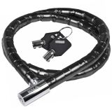 CADEADO PARA MOTO BICICLETA 25MM X 150CM CABO AÇO 2 CHAVES Preto
