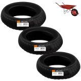 Kit 3 Pneu Para Roda Carrinho De Mão 3,50x8 (4 Lonas) Vila Preto